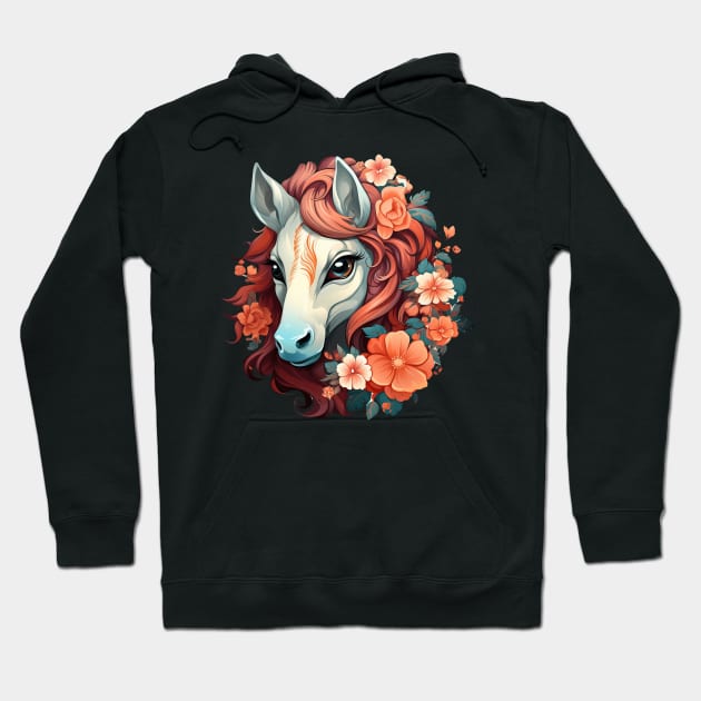 Horse colorful floral Hoodie by Schalag Dunay Artist